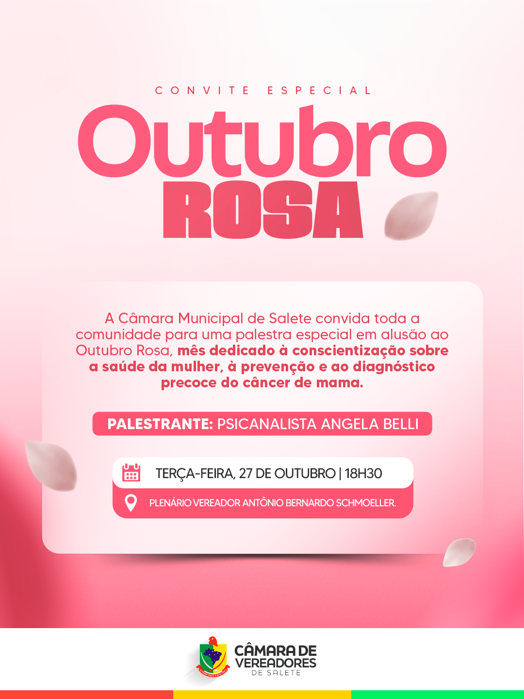 Câmara de Salete promove palestra especial do Outubro Rosa
