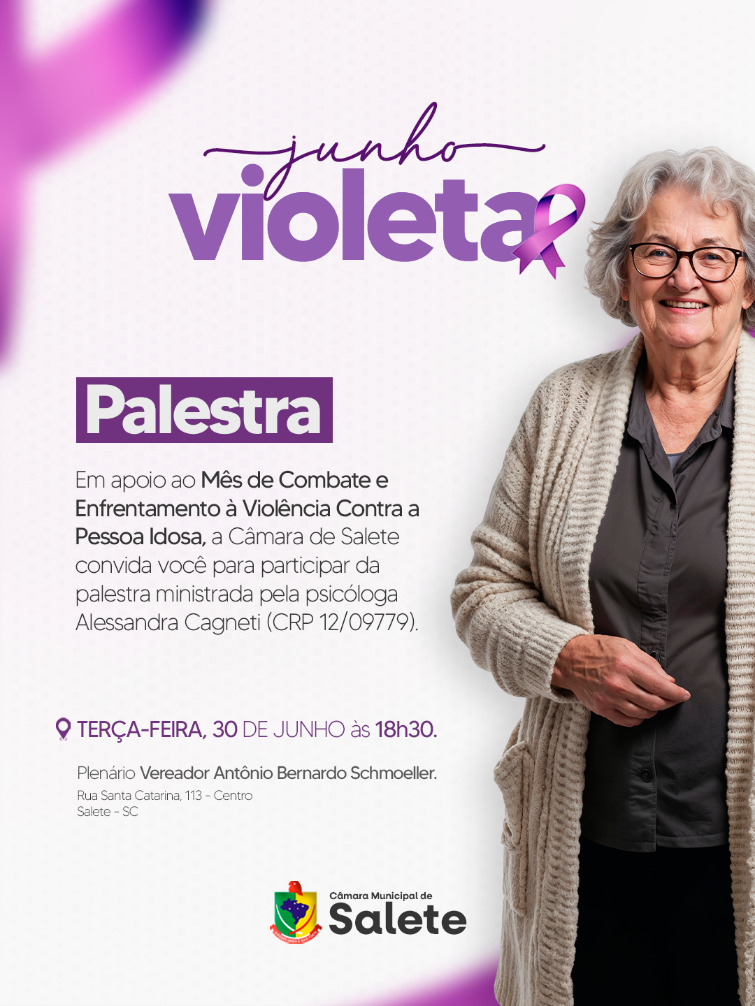 Junho Violeta | Mês de Combate e Enfrentamento à Violência Contra a Pessoa Idosa.