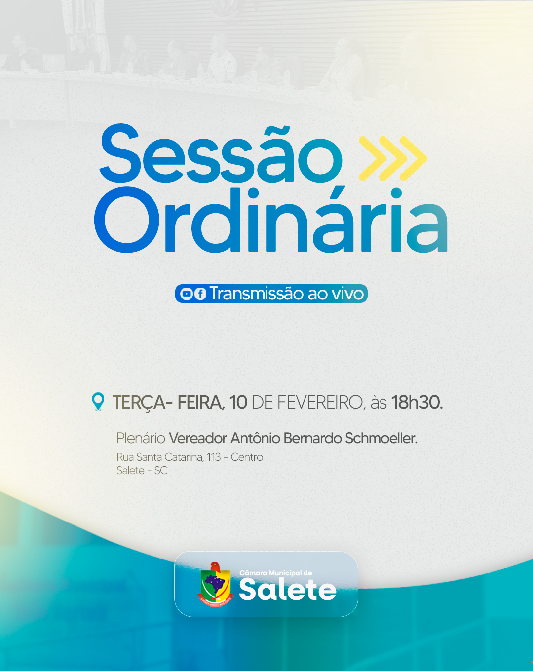Venha participar de mais uma Sessão Ordinária!